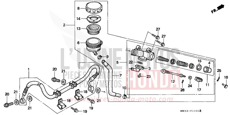 HAUPTBREMSE, HINTEN ZYLINDER (CB750F2) von CB Seven Fifty SCHWARZ (NH1) von 1994